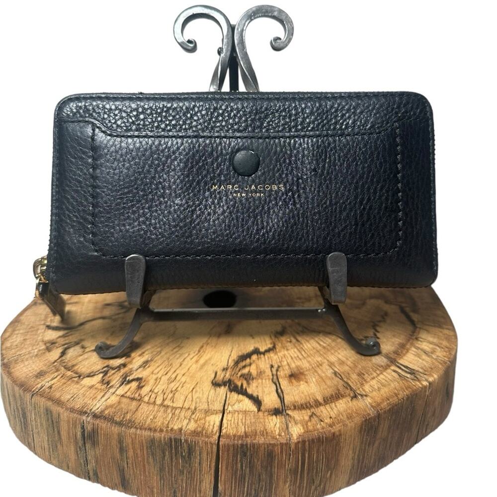 Marc Jacobs Empire City Black Saffiano Leather Zip Around Long Wallet